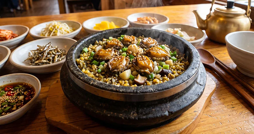 Small Abalone Hot Stone Pot Rice | 오분자기돌솥밥