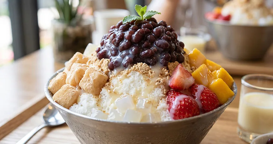 Shaved Ice with Red Bean Topping | 팥빙수