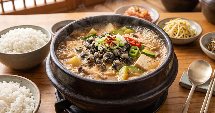 Freshwater Snail Soybean Paste Soup | 우렁된장국