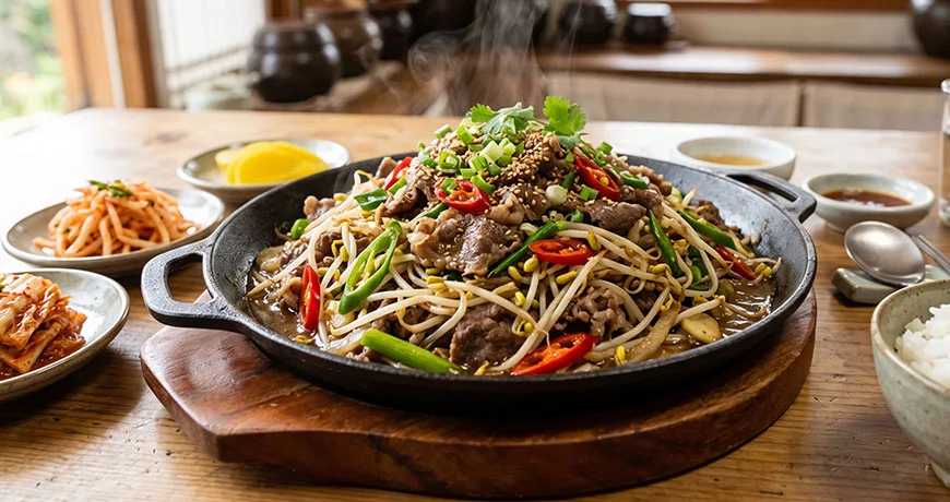 Stir-fried Beef Plate with Mung Bean Sprouts | 우삼겹숙주볶음